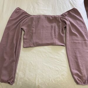 Altar'd State Lavender Puffy Long Sleeve Crop Top